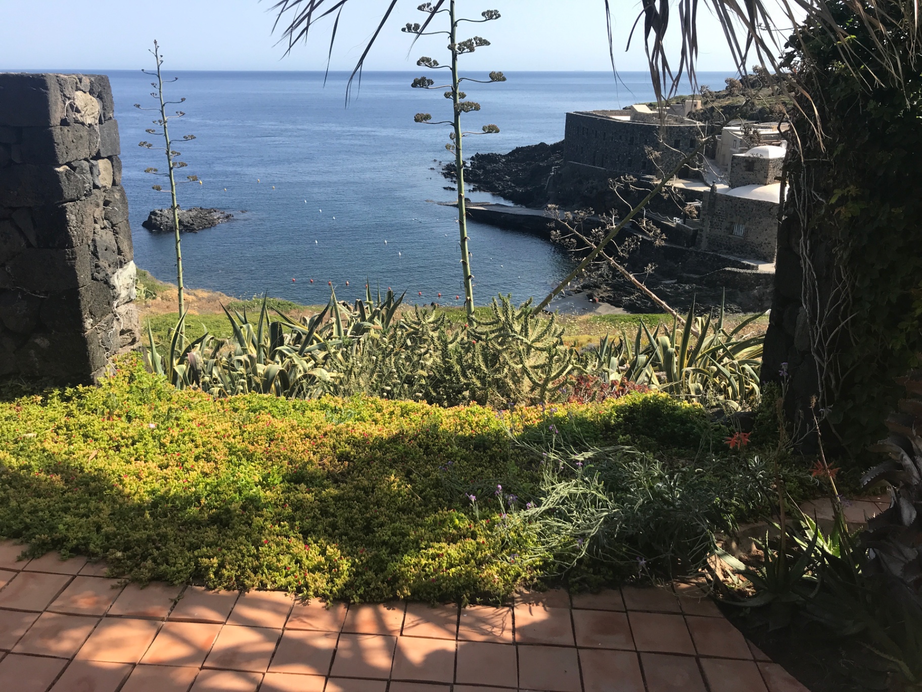 View of Cala Tramontana bay from the Boathouse garden