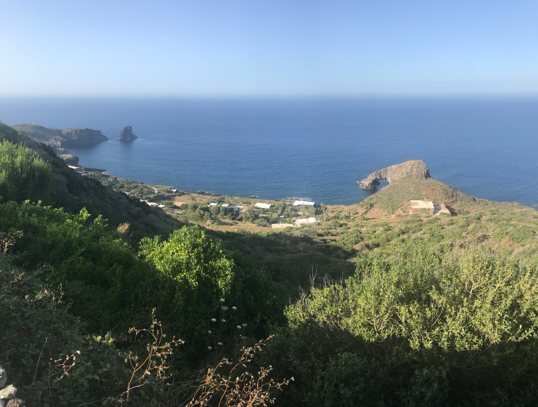 Panoramic view of Pantelleria's coastline and the Arco dell'Elefante